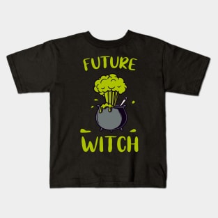 Green Witch Cauldron funny Wiccanism Kids T-Shirt